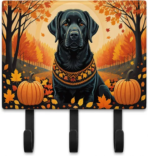 Vista 82 de Affenpinscher - Correa de otoño o llavero Affenpinscher Fall artwork on ceramic tile with three steel hooks for keys, leashes, towels