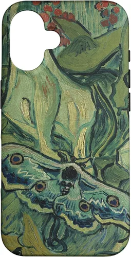 Vista 31 de iPhone 13 gran polilla pavo real de Vincent van Gogh, insecto en una caja de jardín