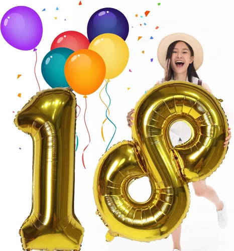 Vista 4 de Globos digitales dorados de 40 pulgadas, con número 10, globos de helio para decoraciones de fiesta de cumpleaños y suministros para decoración