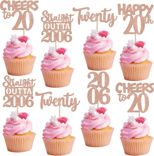 Vista 22 de 30 piezas negras para cupcakes de 10.º cumpleaños con purpurina Ten Happy 10 Straight Outta 2016 para saludos a 10 años 10 cumpleaños, boda Negro
