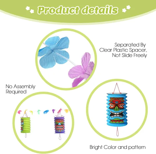 Vista 3 de 2 piezas de decoraciones hawaianas para fiestas de Luau de 10 pies, tiki y flores, pancartas Tiki tropicales para fiestas, decoración tropical Luau