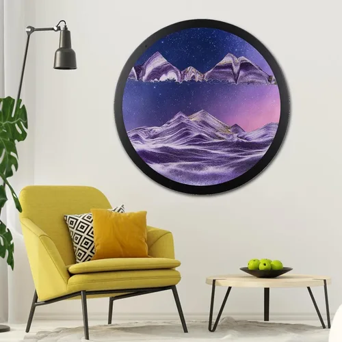 Vista 18 de Decoración artística de arena móvil de 17.3 pulgadas, pintura 3D giratoria de 360 grados, arte de pared de vidrio, decoración de sala de estar