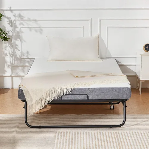 Vista 8 de MELLCOM Cama plegable grande de 75" x 46" con colchón, cama enrollable con colchón para adultos, colchón de espuma viscoelástica de 5 pulgadas
