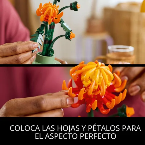 Vista 4 de LEGO Botanicals - Juego de construcción de crisantemo para adultos a partir de 18 años - Flor artificial para centros de mesa de comedor