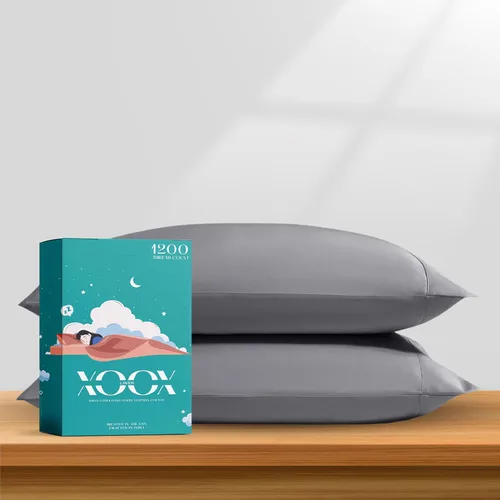 Vista 28 de XOOX Linen Juego de sábanas 100% algodón egipcio, sábanas de lujo de 1200 hilos de algodón egipcio tamaño Queen (4 piezas, gris claro), suave como