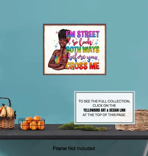 Vista 7 de funny Sayings African American Art - funny Quotes Wall Decor for Black Girl, Woman - Wall Art for Women, Bedroom, Bathroom, Living Room - Black