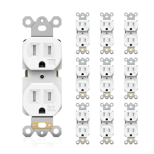 Vista 10 de Toma eléctrica dúplex 15A 125V TR, 2 polos 3 cables, listado UL, 10 Negro