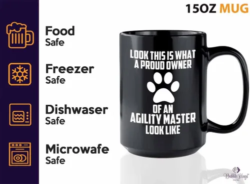 Vista 3 de Taza de café de entrenamiento para perros, 15 onzas, color negro, agility m*ster looks - Entrenador de perros, dueño de mascotas, caminante