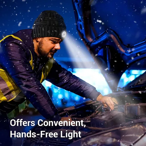 Vista 4 de HIGHEVER LED Beanie Hat with Light: Christmas Stocking Stuffers for Men Adult for Teen Boys Men Dad Winter Gifts