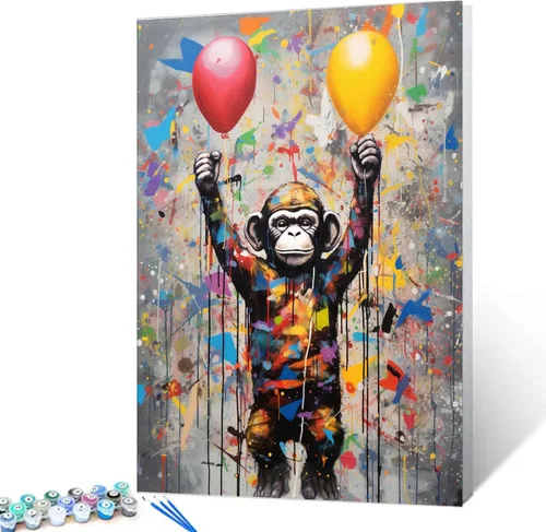 Vista 11 de Tucocoo Pintura de globos coloridos por números para adultos, kits de pintura al óleo digital sobre lienzo con pinceles y pigmento acrílico, arte