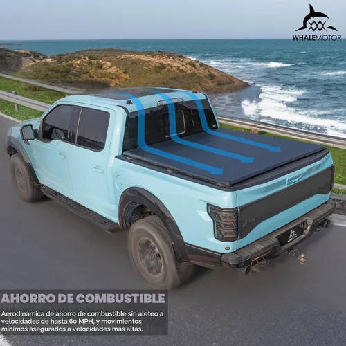 Vista 6 de Funda para tonneau de camioneta compatible con Ford Ranger 2019 2020 2021 2022 2023 5 pies de caja corta, estilo plegable suave (triple pliegue)