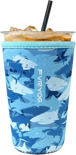 Vista 78 de Fundas de neopreno reutilizables aisladas para café helado, fundas para tazas de café helado, fundas para bebidas heladas y calientes
