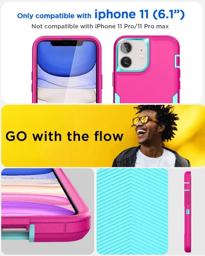 Vista 7 de AICase Funda magnética para iPhone 11, soporte magnético para automóvil, resistente de 2 capas, resistente a los bolsillos, protección de grado