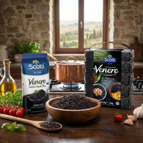 Vista 5 de Riso Scotti - Arroz de grano negro, Venere, 1.1 libras (2 unidades x 17.64 oz) Italian Black Rice, Wild Ancient Whole Grain Rice with Premium