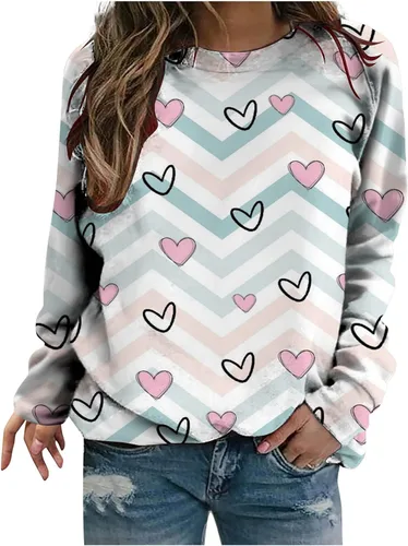 Vista 42 de Sudadera de manga larga con estampado de leopardo y corazón para mujer, para el día de San Valentín, sin botones, para niñas, regalos