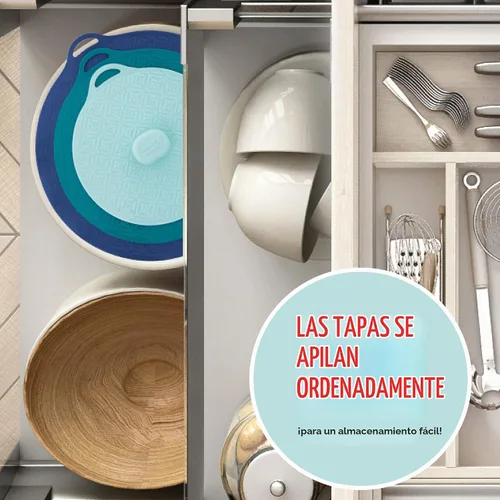 Vista 5 de Dash Tapas de silicona multifunción, varios tamaños para un sellado hermético, sin BPA, tapas de silicona reutilizables para cocinar y almacenar