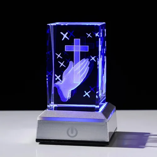 Vista 7 de LONGWIN Figuras de medusas de cristal 3D, luz nocturna multicolor, regalos grabados con láser de vidrio para niños y niñas en cumpleaños, Navidad