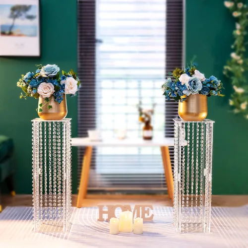 Vista 4 de NUPTIO Soporte de centro de mesa plateado para mesa, estilo torcido, 22.8 Elegante decoración geométrica de mesa de centro de mesa, para boda