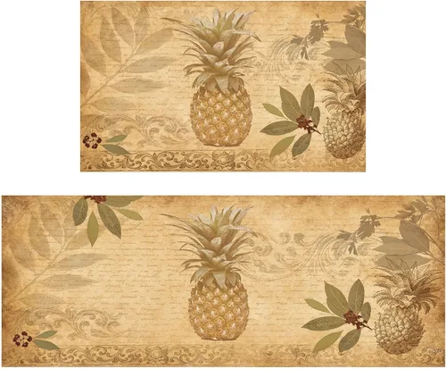 Vista 15 de Juego de 2 alfombras y tapetes de cocina de gallo para piso, alfombra de cocina de gallo de granja, tapete de cocina de pollo negro frente al