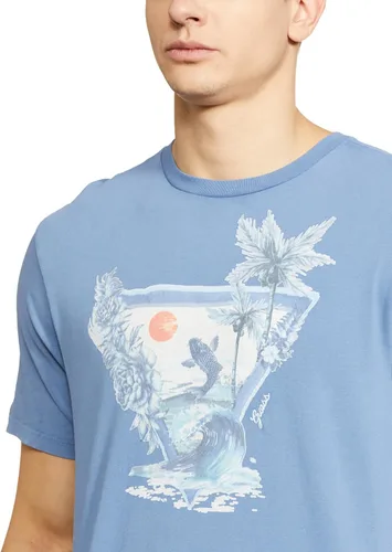 Vista 4 de GUESS Camiseta de manga corta Blue Lagoon Triangle para hombre
