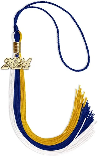 Vista 142 de Endea - Borla de graduación de triple color con gota de fecha dorada (negro/dorado/granate, 2020)