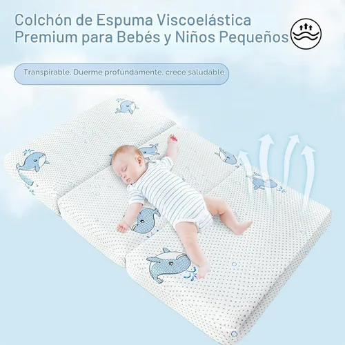 Vista 3 de Pack and Play - Colchón de espuma viscoelástica de doble cara de 38 x 26 pulgadas blanco 2