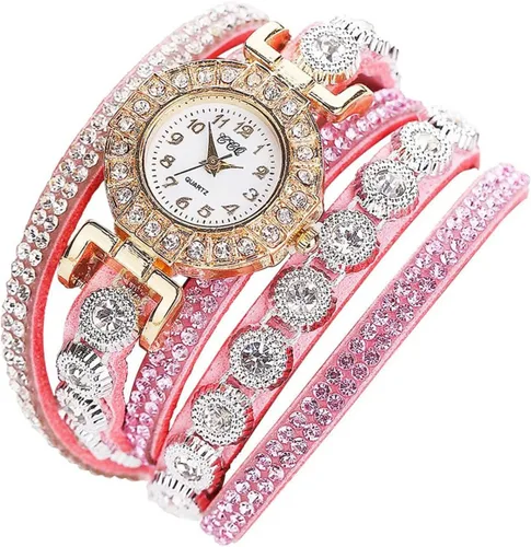 Vista 3 de CdyBox Reloj analógico de cuarzo con diamantes de imitación para mujer, de moda, enrollado, para niñas (paquete de 4), Moderno