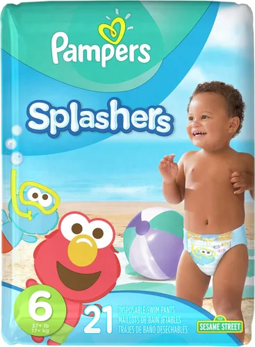 Vista 12 de Pampers Splashers - Pañales de natación, talla S, 20 unidades, pantalones de natación desechables para bebé sin huecos