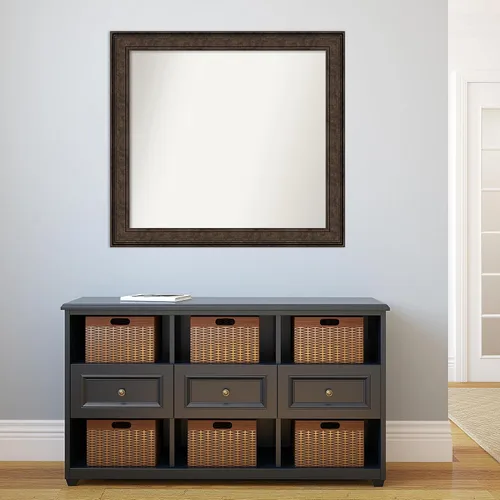Vista 87 de Amanti Art Espejo de pared personalizado no biselado (25 x 25 pulgadas), marco de bronce acentuado, varios tamaños personalizados, espejo de baño