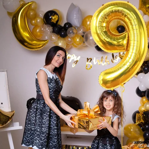 Vista 1066 de KatchOn Globo negro del número 1 de 40 pulgadas, globo de feliz cumpleaños Large Mylar Number One Balloon for 1st Birthday Decorations, Foil