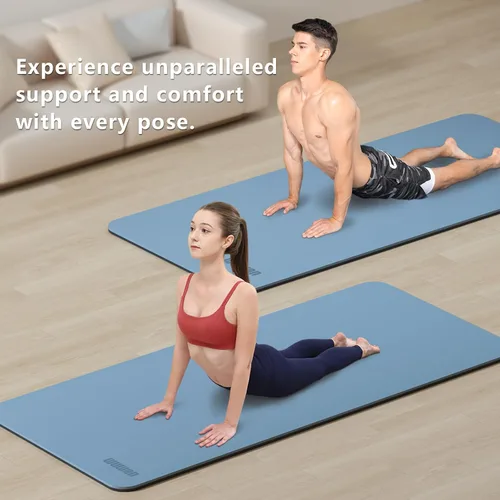 Vista 3 de Tapete de yoga ancho de 31.5 in, antideslizante, extra grueso, de 1/3 pulgadas, material TPE de alta resistencia, esterillas de yoga caliente