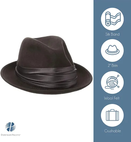 Vista 2 de STACY ADAMS Sombrero Fedora de fieltro de lana aplastable para hombre
