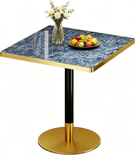 Vista 14 de SSLine - Mesa de comedor cuadrada de piedra sinterizada para 2, mesa