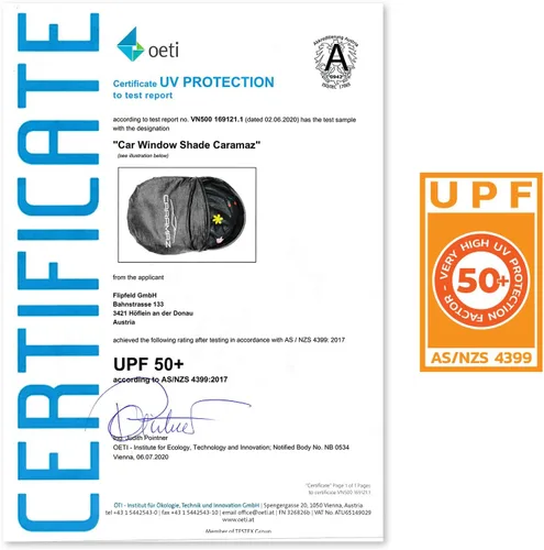 Vista 6 de CARAMAZ Paquete de 2 persianas para ventana de automóvil para bebé con protección UV certificada, 21 x 14 pulgadas