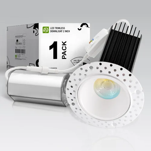 Vista 21 de ASD Sin moldura de 2 pulgadas de luces LED empotradas, 8W 120V redondas para uso comercial, luces regulables sin lata para techo con caja