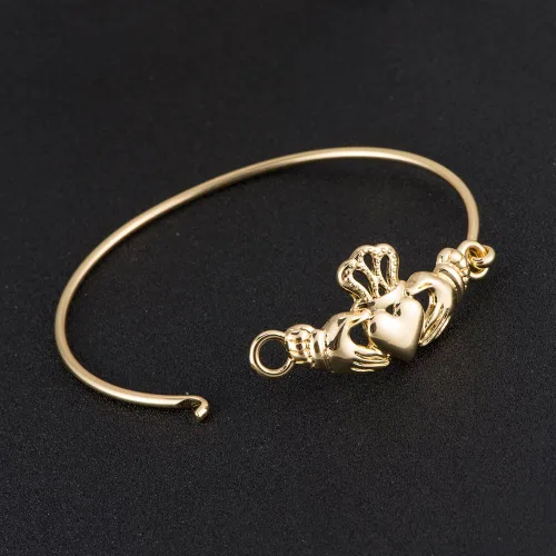 Vista 2 de The Claddagh - Pulsera irlandesa para mujer, 6.5 en 6 tonos, regalo elegante Oro
