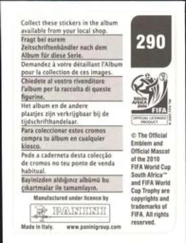 Vista 2 de Calcomanías de la Copa Mundial de la FIFA de Panini 2010 #290 Tim Cahill Australia - Adhesivo oficial de álbum de fútbol (2 pulgadas x 1.5 pulgadas)