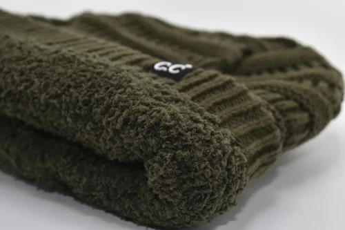 Vista 65 de C.C Winter Oversized Beanie Hat with Fuzzy Lining – Thick Knit Thermal Beanie for Cold Weather, Soft Warm Fleece Lined Cap