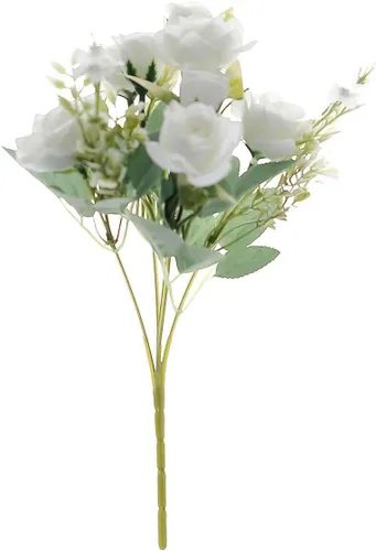 Vista 9 de 4 arbustos Ramo de novia de seda artificial marfil de tacto real de 12 pulgadas, flores sintéticas