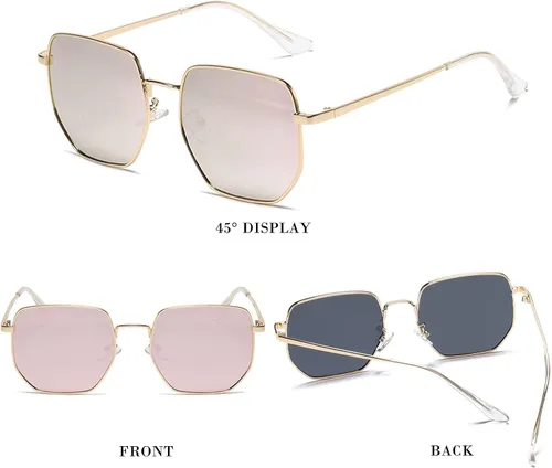 Vista 3 de HJSTES Square Polarized Sunglasses Womens Men Trendy Hexagon Frame Sun Glasses UV400 Protection
