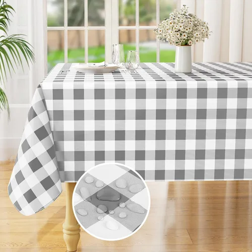 Vista 65 de Misaya - Mantel cuadrado de vinilo impermeable, mantel con respaldo de Aguamarina y blanco