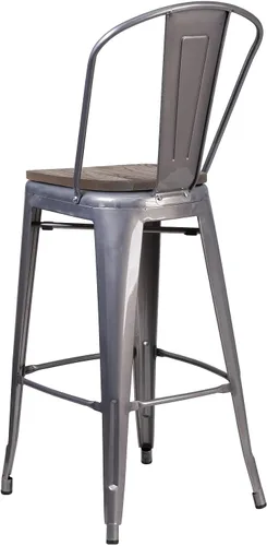 Vista 5 de Taburete Flash Furniture de bar, hecho de metal para interior y exterior, Metal, Negro
