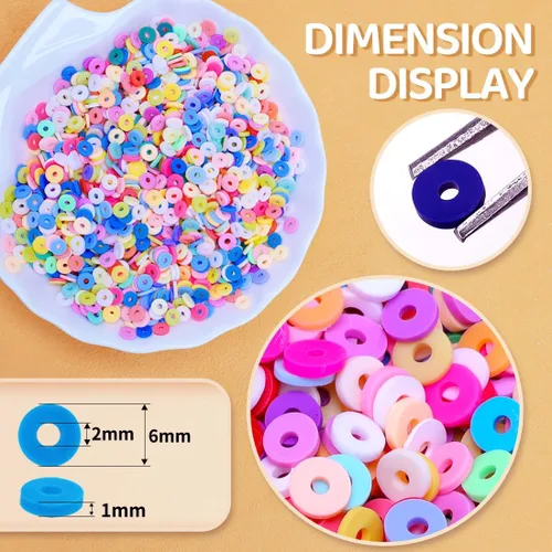 Vista 2 de Bundooraking - 2000 piezas de cuentas de arcilla negra (6 mm), cuentas Heishi para hacer joyas, pulseras y accesorios, paquete pequeño