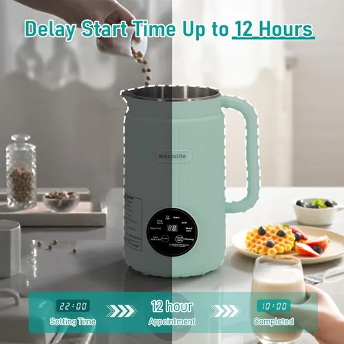 Vista 6 de Fabricante de Leche de Nueces, Máquina Automática de Leche de Soja de Acero Inoxidable de Gran Capacidad de 40oz para Leche Casera, de Avena, Leche