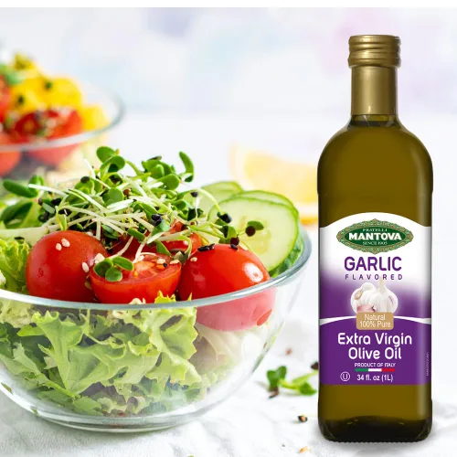 Vista 6 de Mantova Aceite de oliva virgen extra de ajo (AOVE), prensado en frío, calidad premium, importado de Italia, perfecto para cubrir ensaladas