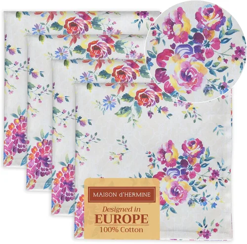 Vista 149 de Maison d' Hermine Juego de 4 servilletas de tela 100% algodón, suaves y duraderas, servilletas cuadradas reutilizables para uso diario, lavables