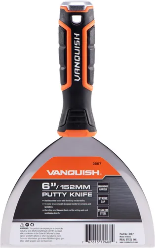 Vista 12 de VANQUISH Cuchillo de masilla de acero inoxidable de 1 pulgada con mango de agarre suave y extremo de martillo de metal (3560)