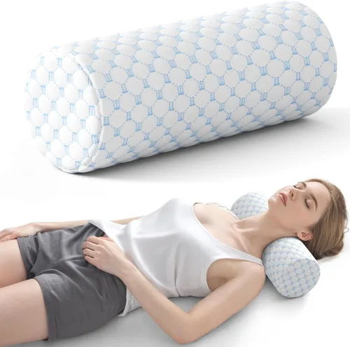 Vista 14 de Almohada Cervical de Rollo, Almohadas de Soporte Cervical de Espuma Viscoelástica, Almohadas de Cuello Redondas, Almohadas Cilíndricas de Refuerzo