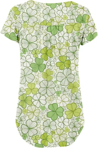 Vista 4 de St Patricks Day Shirt Womens Plus Size Tunics Button Up Henley V Neck Tops Pleated Short Sleeve Shamrock Tunic Shirts