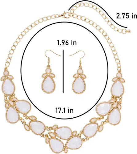 Vista 7 de Firstmeet - Conjunto de collar de resina brillante con aretes